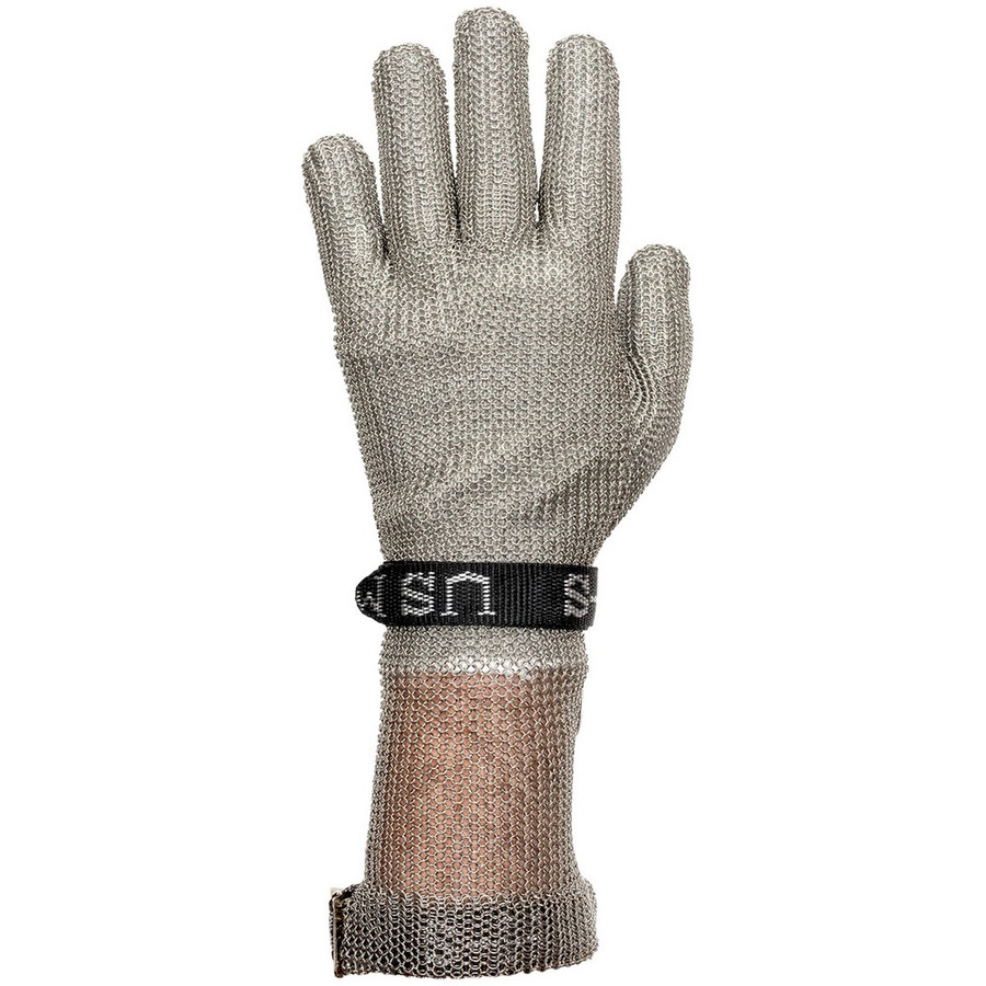 PIP USM-1305 Stainless Steel Mesh Glove with Adjustable Snap-Back Strap Closure - Forearm Length Silver