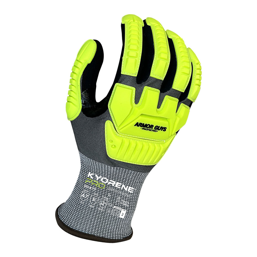 Armor Guys 00-877 18g Gray Kyorene Pro Liner With Black HCT Micro Foam Nitrile Palm Coating and Back Protection, Thumbcrotch Reinforcement, Touch Screen, ANSI A7