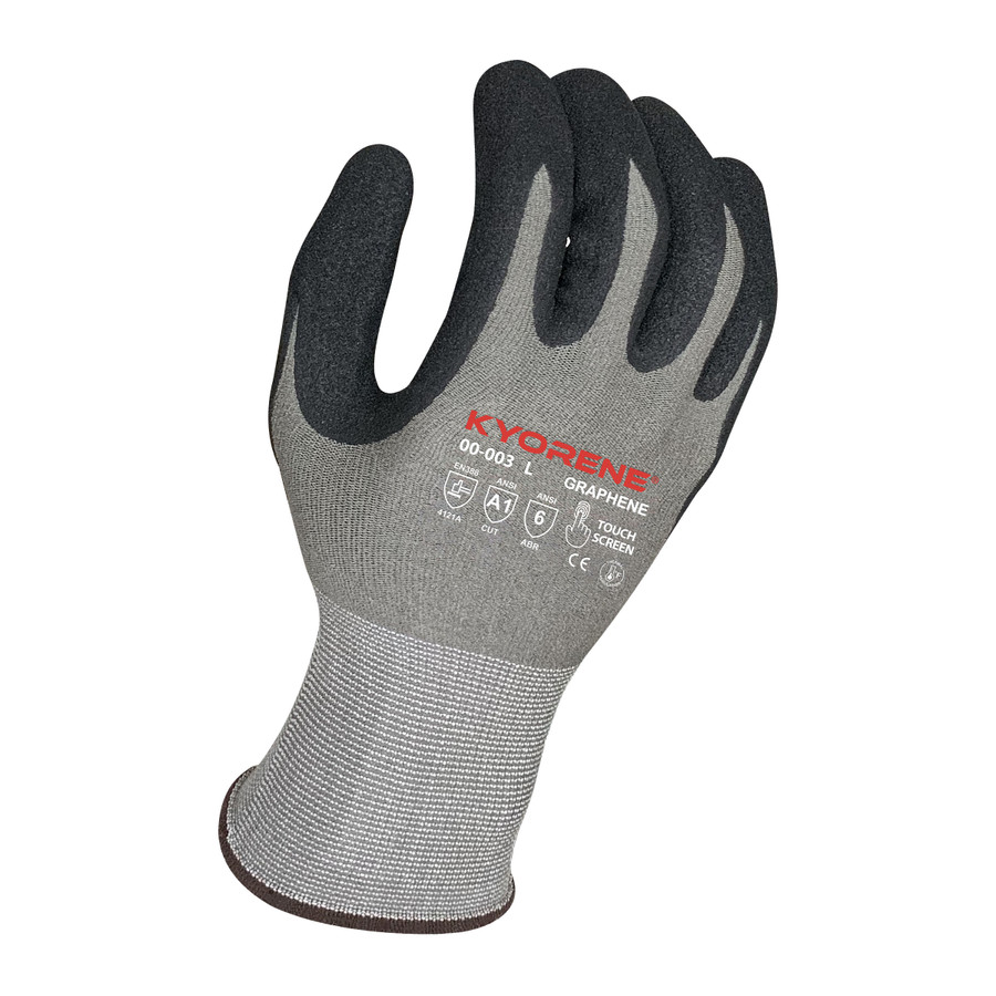 Armor Guys 00-003 15g Gray Kyorene Liner With Black HCT Micro Foam Nitrile Palm Coating With Dots