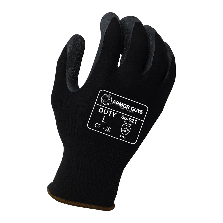 Armor Guys 06-021 13g Black Nylon Liner With Black Latex Crinkle Palm Coating