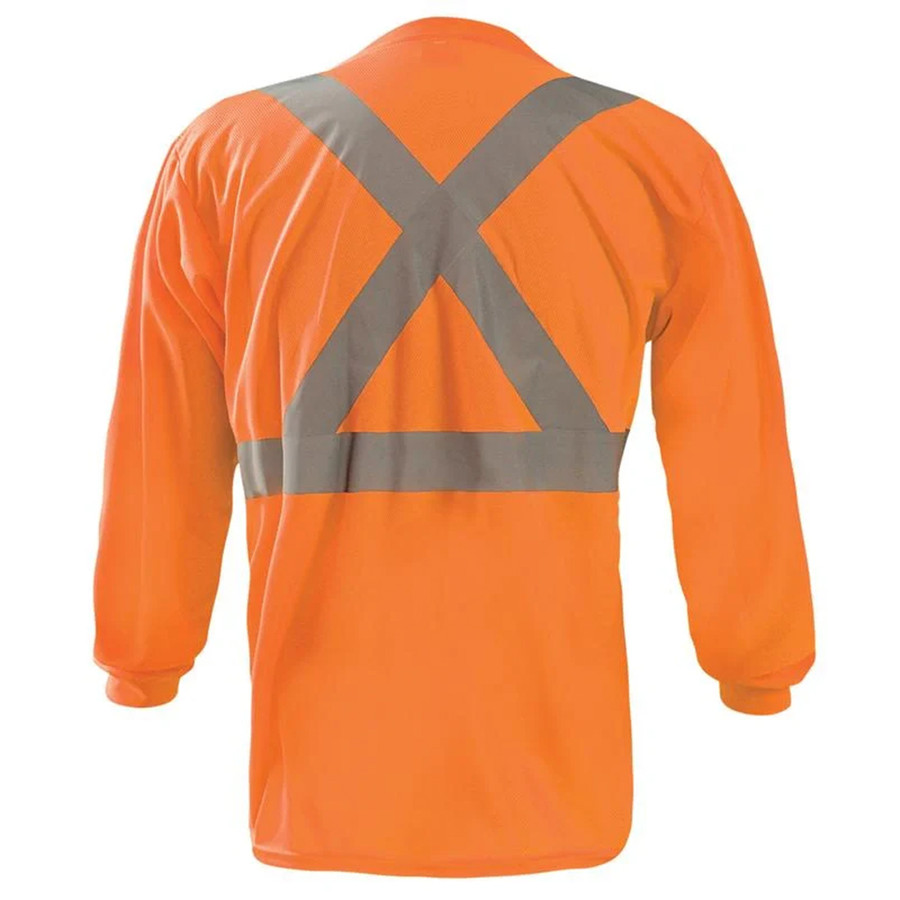 Occunomix LUX-LST2BX-O Long Sleeve Wicking Birdseye X-Back T-Shirt Hi-Vis Orange