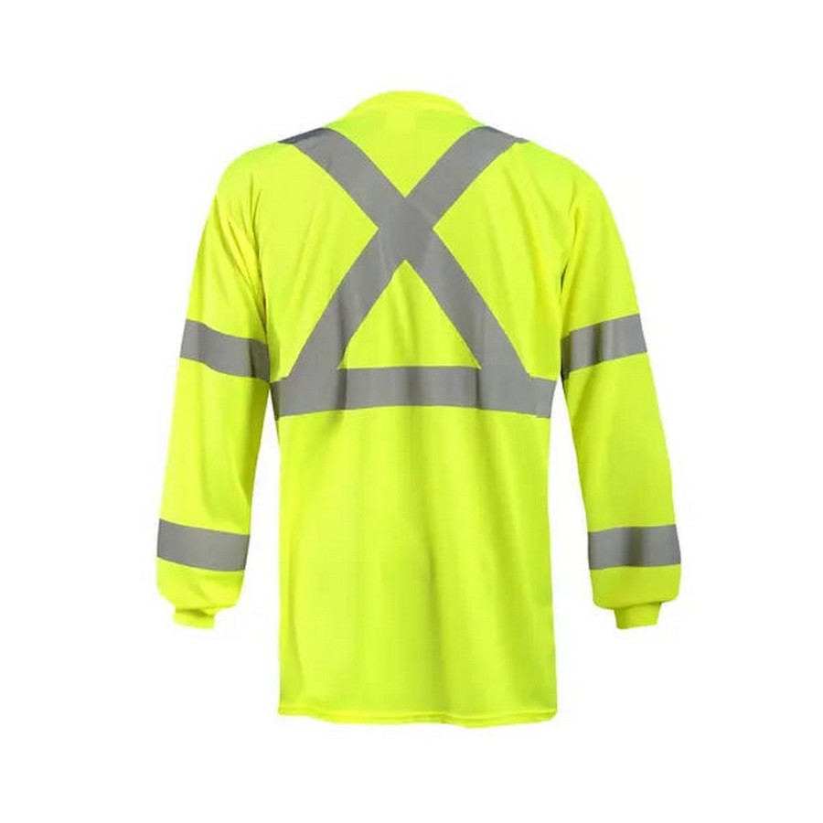 Occunomix LUX-LSTP3BX-Y Long Sleeve Wicking Birdseye X-Back T-Shirt Hi-Vis Yellow