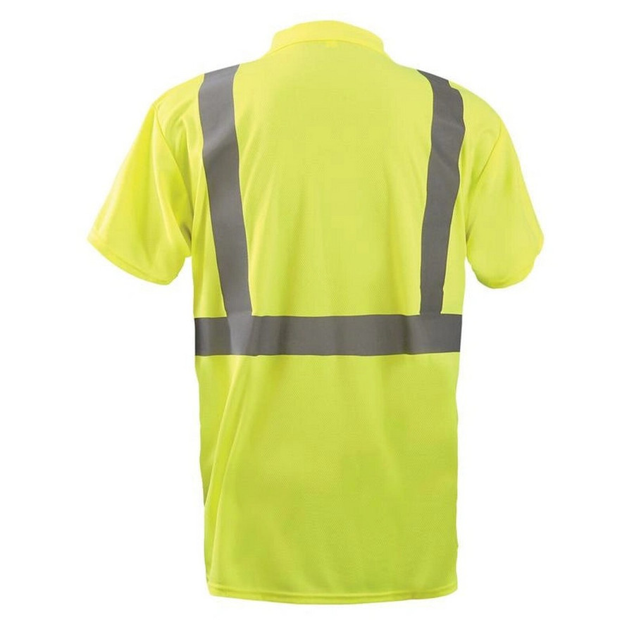 Occunomix LUX-SSPP2B-Y Short Sleeve Wicking Birdseye Polo Shirt W/Pocket Hi-Vis Yellow
