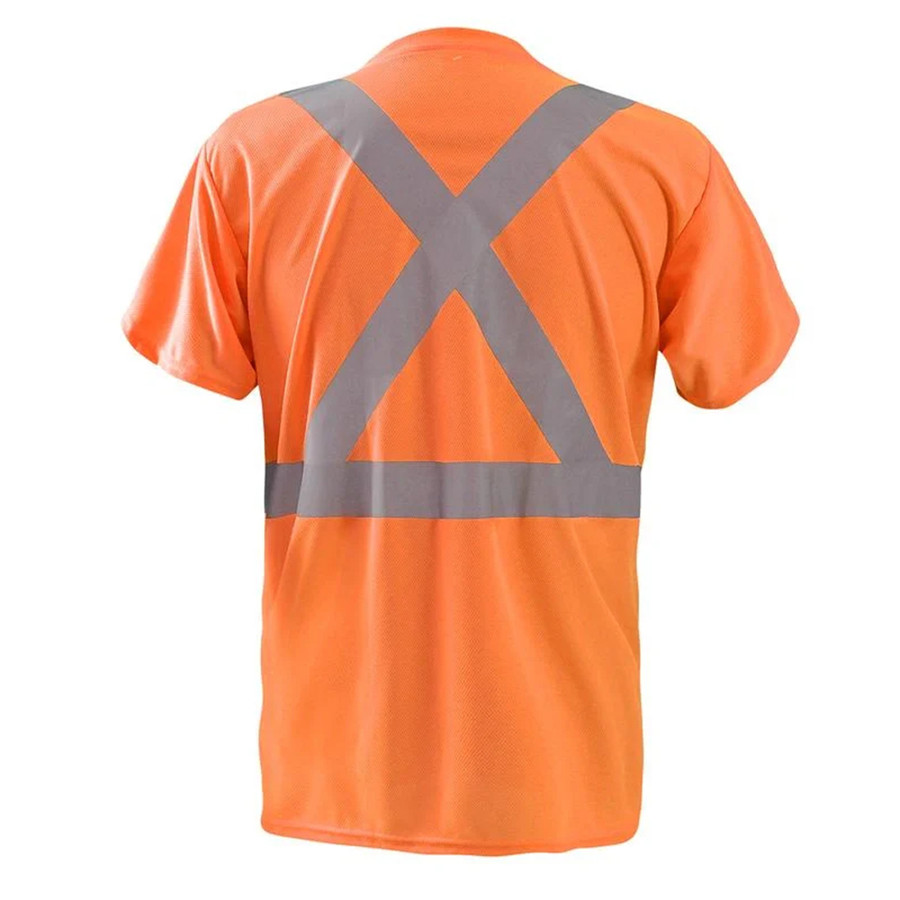 Occunomix LUX-SSTP2BX-O Short Sleeve Wicking Birdseye X-Back T-Shirt W/Pocket Hi-Vis Orange