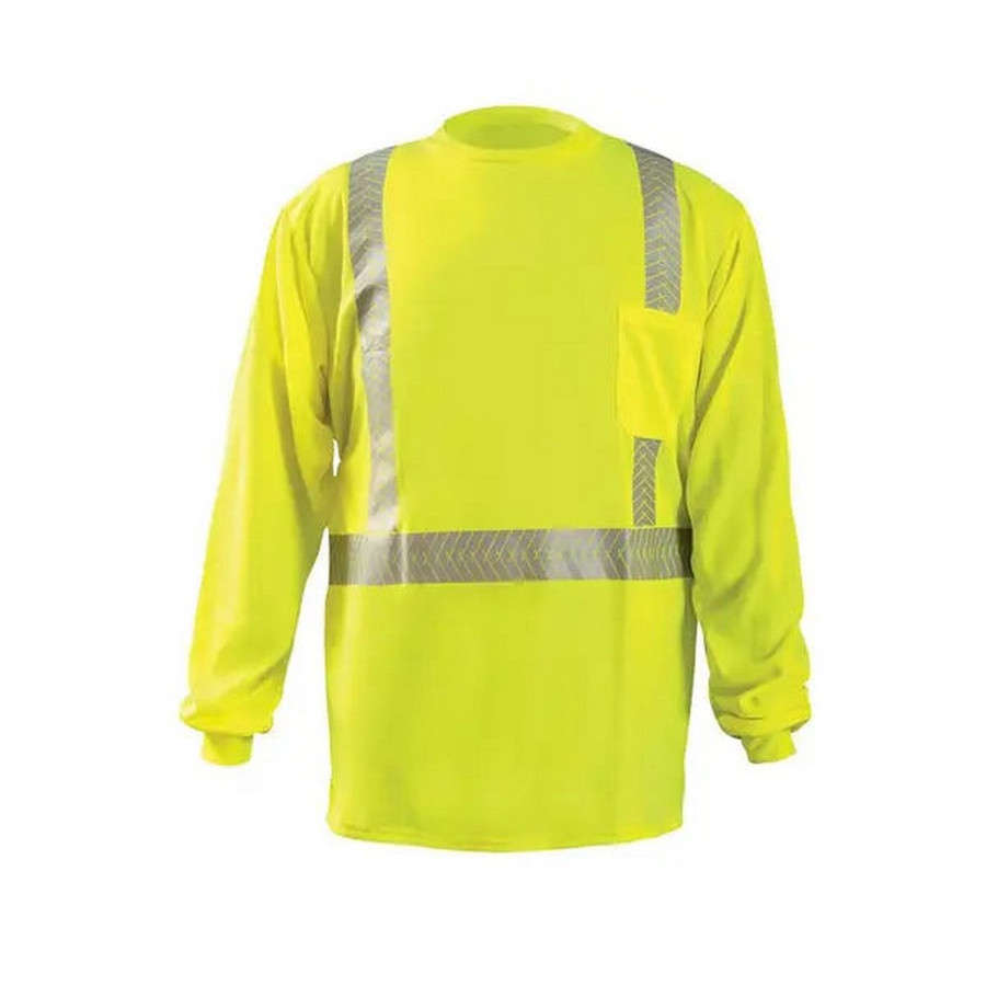 Occunomix LUX-TLSP2B-Y Long Sleeve Ocx Patented Segmented Tape T-Shirt W/Pocket Hi-Vis Yellow