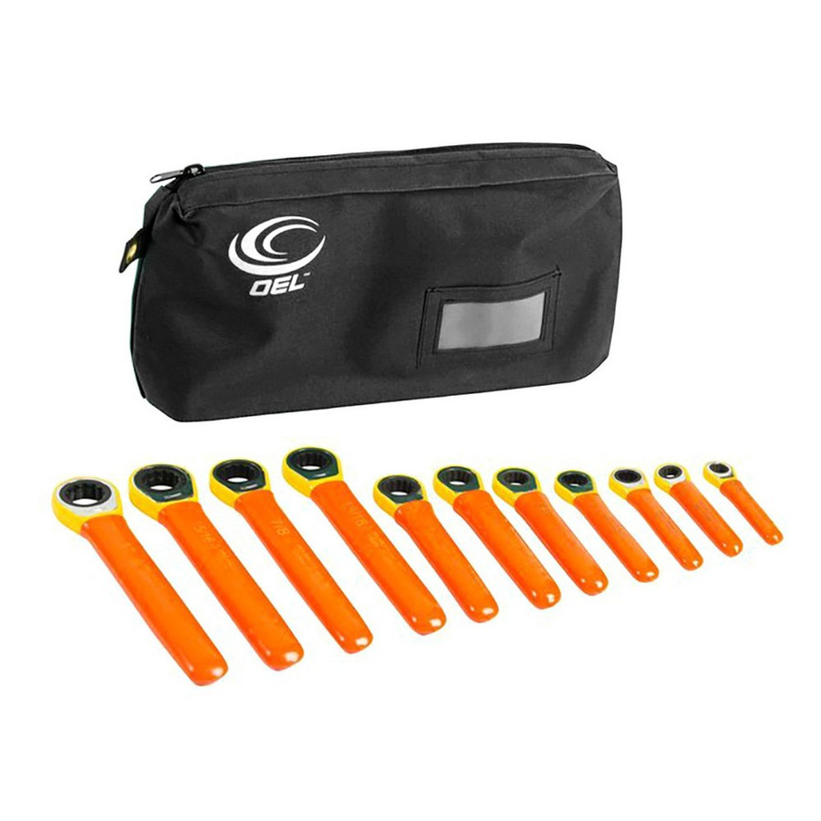 OEL IT-24RBM-11 Insulated Ratcheting Box End Wrench Set 11 Pieces Metric