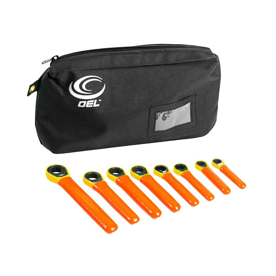 OEL IT-24RB-8 Insulated Ratcheting (Gear) Box End Wrench Set 8 Pieces