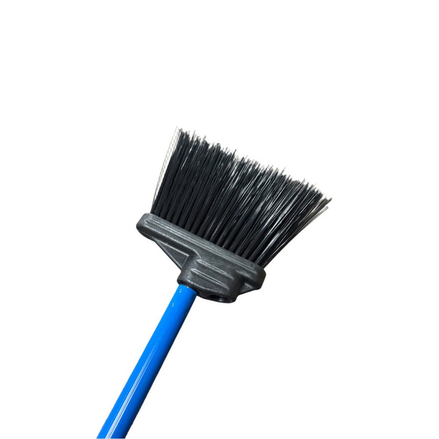 Better Brush 431406 Lobby Broom - 4' Blue Metal Handle- Stiff Black