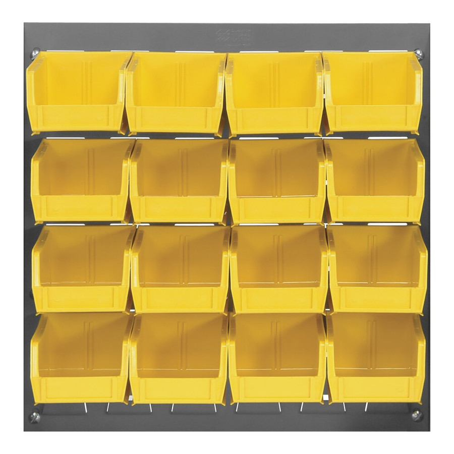 Quantum Storage Systems QLP-1819-220-16YL 18" x 19" Gray Steel Louvered Panel with (16) 7 3/8" x 4 1/8" x 3" Yellow Bins