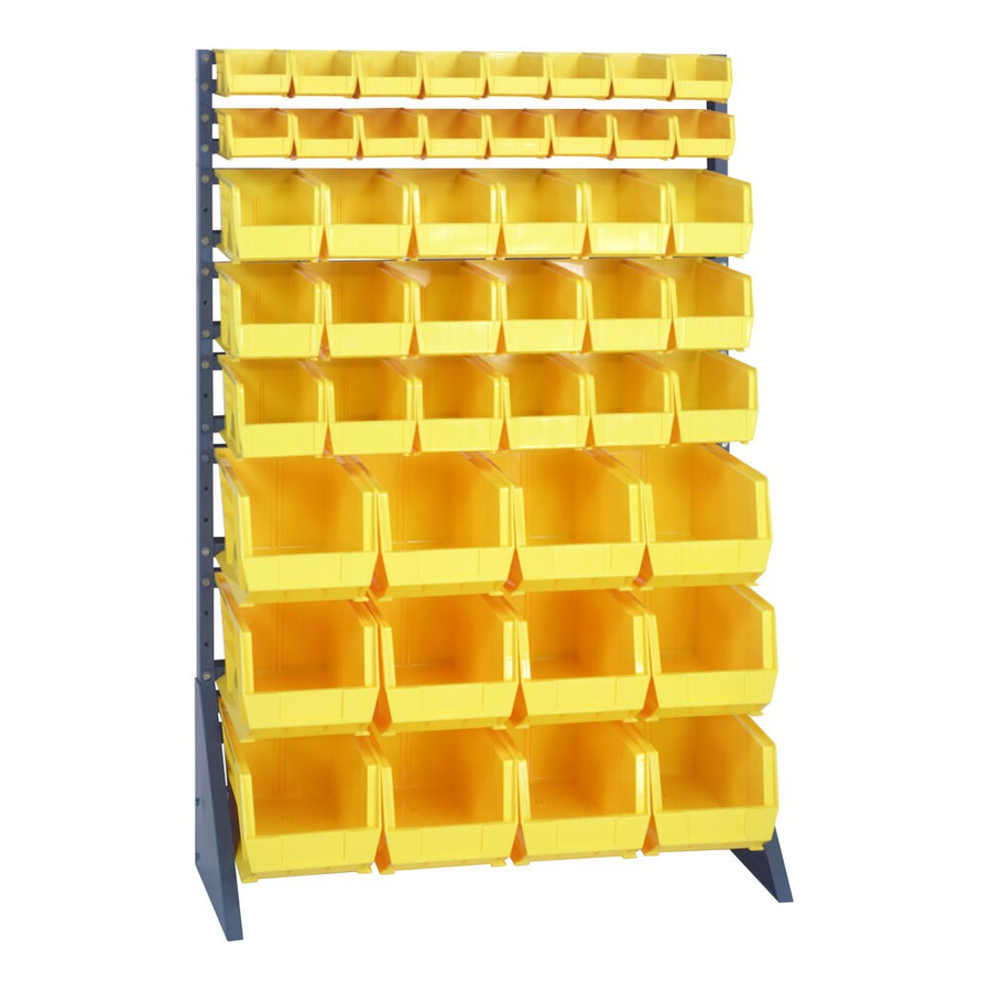 Quantum Storage Systems QRU-16S-220230240YL 36" x 15" x 53" Gray Steel Rail Rack with (46) Yellow Bins and (16) Rails