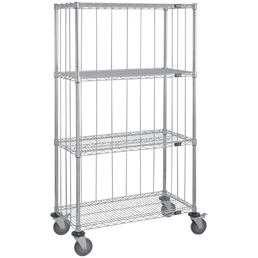 Quantum Storage Systems M2460C46RE 24" x 60" x 69" Mobile Enclosure Cart with 4 Wire Shelves