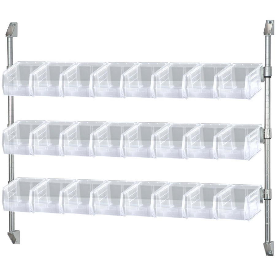 Quantum Storage Systems CAN-34-48BH-230CL 34" x 48" Wall Mount Cantilever with 24 Clear Divider Bins