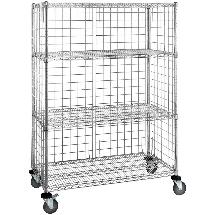 Quantum Storage Systems M2460C46E 24" x 60" x 69" Mobile Enclosure Cart with 4 Wire Shelves