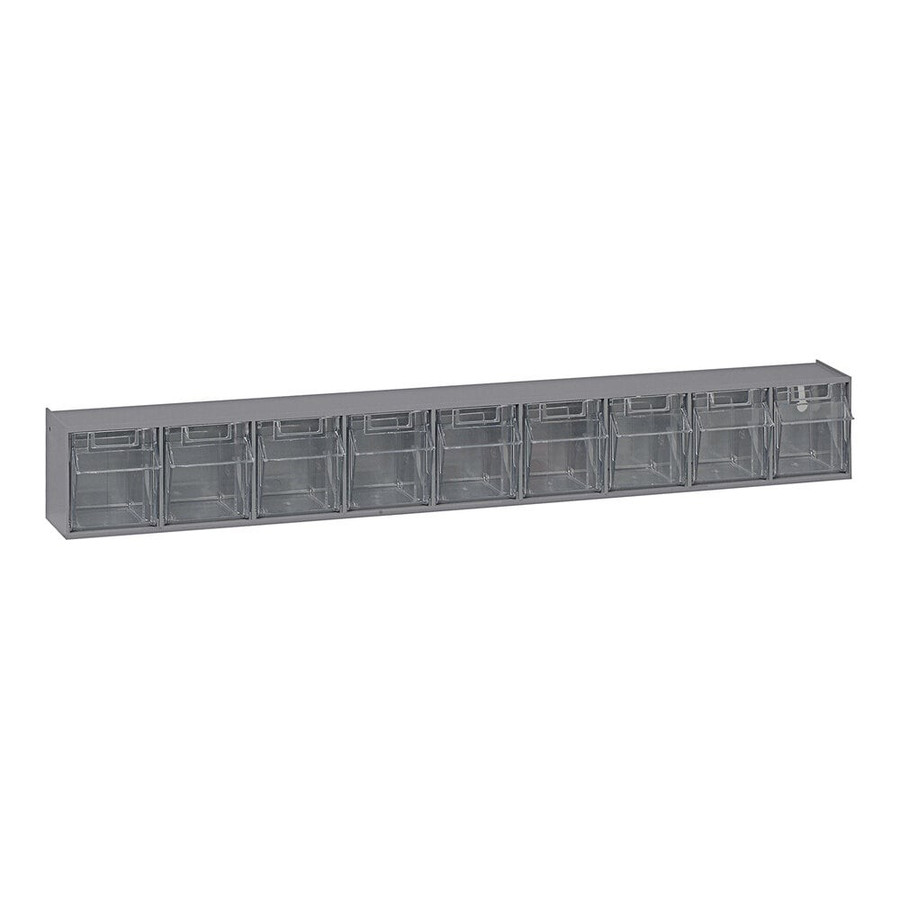 Quantum Storage Systems QTB309GY 2 1/2" x 23 5/8" x 3 1/8" Gray Tip-Out Storage System with (9) Compartment Bins