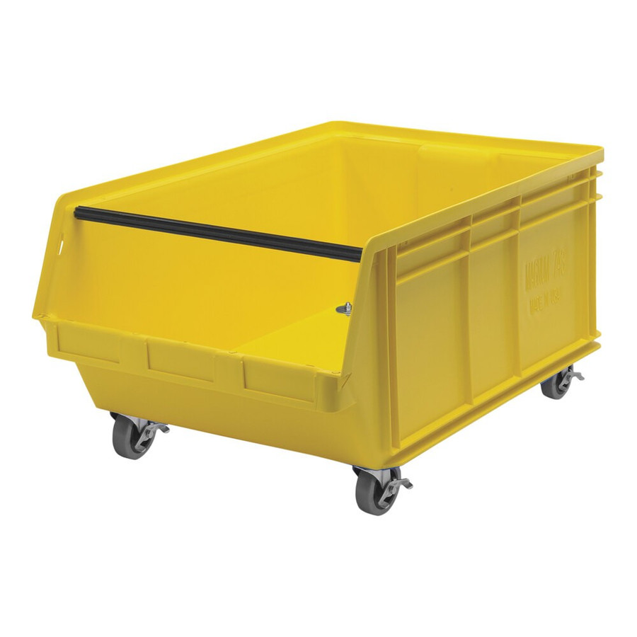 Quantum Storage Systems QMS843MOBYL Magnum 29" x 18 3/8" x 14 7/8" Yellow Mobile Storage Tote Bin