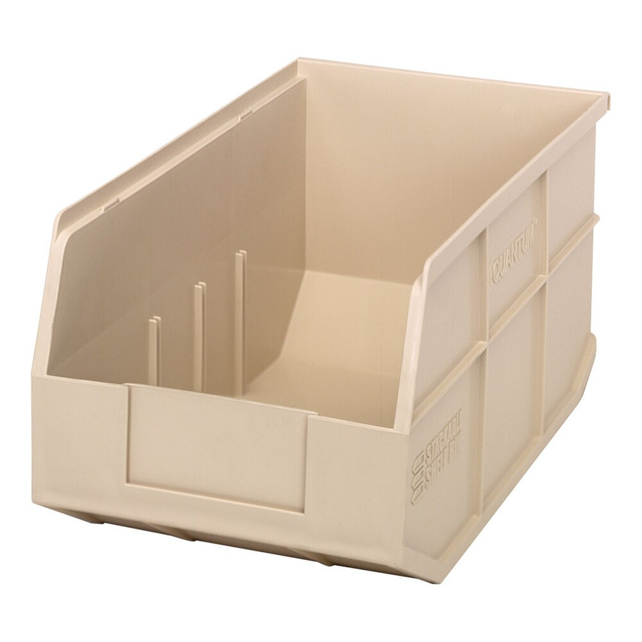 Quantum Storage Systems SSB443IV 14" x 8 1/4" x 7" Ivory Stackable Shelf Bin