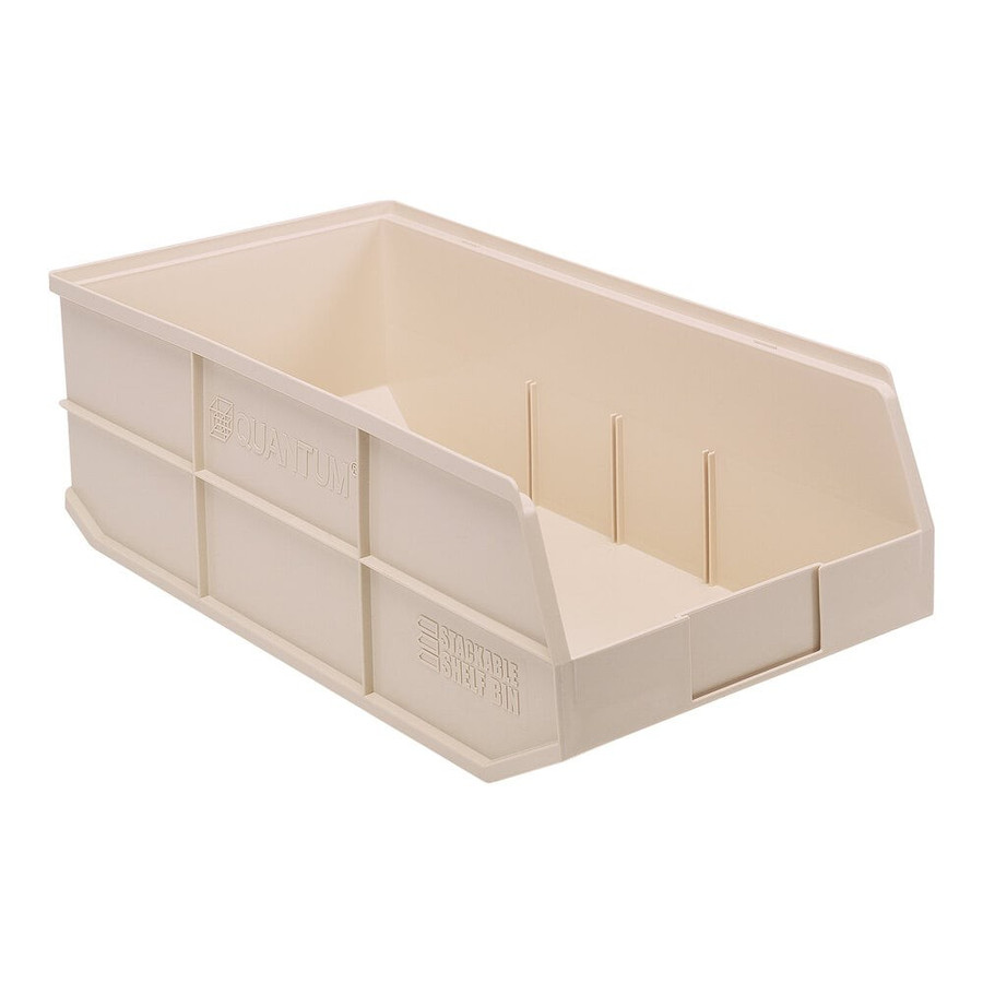 Quantum Storage Systems SSB485IV 20 1/2" x 11" x 7" Ivory Stackable Shelf Bin