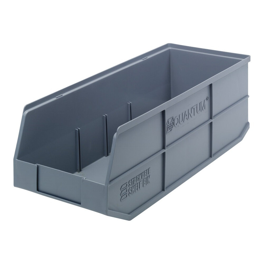 Quantum Storage Systems SSB483GY 20 1/2" x 8 1/4" x 7" Gray Stackable Shelf Bin