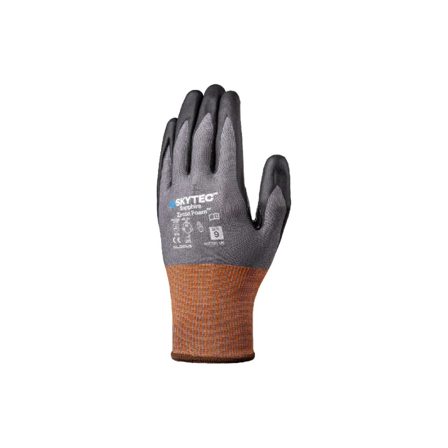 Global Glove SKG00104B Sapphire Zircon Foam Lightweight Cut Resistant Touchscreen Gloves with Foam Nitrile-Coated Palm