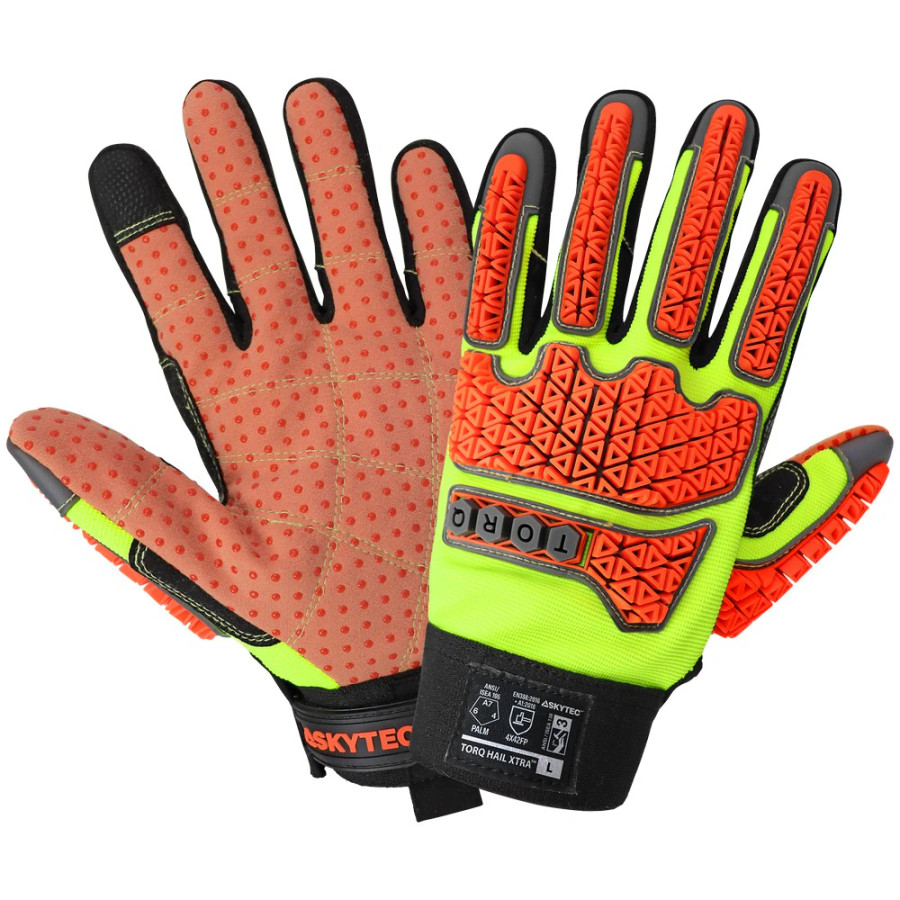 Global Glove SG9928 Torq Hail Xtra High-Visibility Multi-Hazard Gloves with a Tuffalene Lined Synthetic Leather Palm