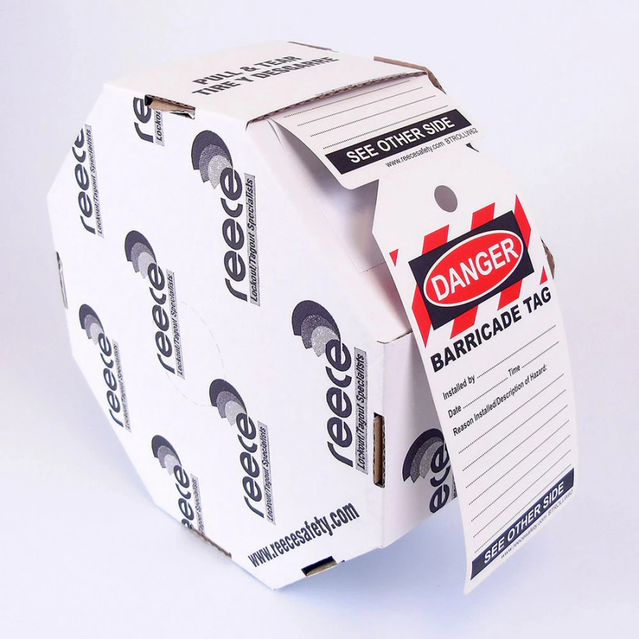 Reece Safety BTROLLW62-100 BARRICADE TAG WHITE-  ROLL OF 100