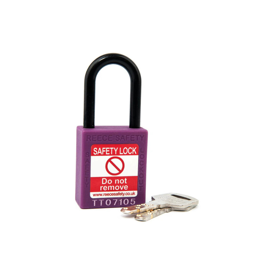 Reece Safety NC38PRP PURPLE Plastic Shackle safety padlock keyed differently