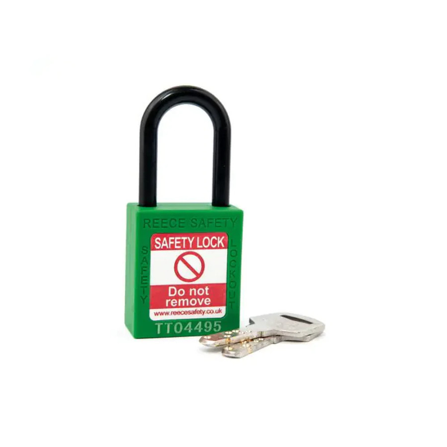 Reece Safety NC38GRNK GREEN Plastic Shackle safety padlock keyed alike to KA30001