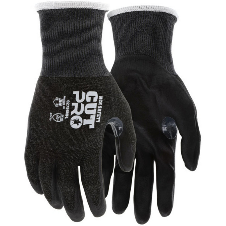 MCR Safety 92798NF Cut Pro - 18 Gauge Black HyperMax HPPE Shell - Nitrile Foam A9 Cut Resistant Work Gloves
