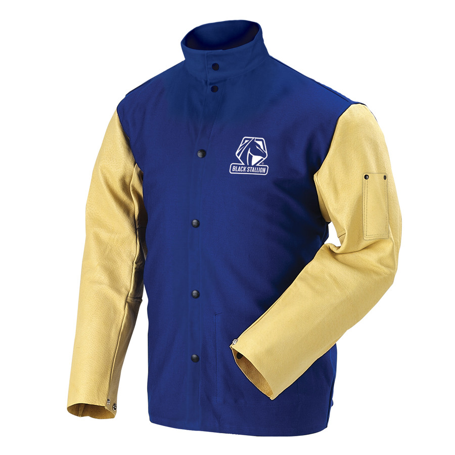 Black Stallion FRB9-30C/PS FR Cotton & Grain Pigskin Hybrid Welding Jacket, Royal Blue