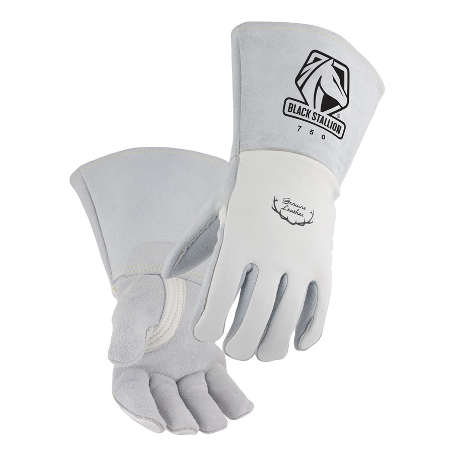 Black Stallion 750 Pearl White Elkskin Stick Glove with Nomex Lined Back