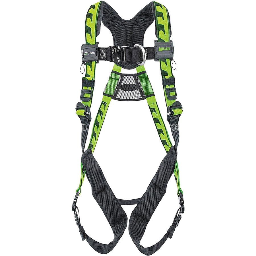 Miller AAF-QC Premium Breathable Full-Body Harness with Lightweight Aluminum Hardware, 5 Points of Adjustment, with Back/Front D-Rings and Quick-Connect Chest & Leg Buckles
