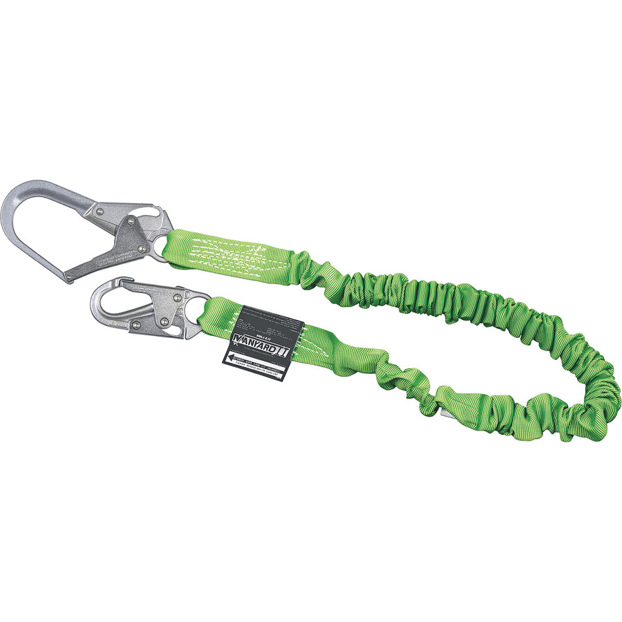 Miller 219M-Z7 Single Leg Stretchable Shock-Absorbing Lanyard with Locking Snap Hook and Locking Rebar Hook