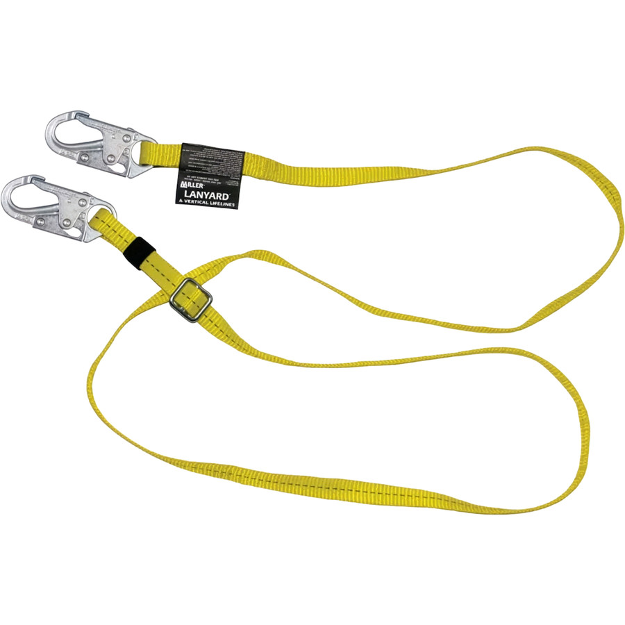 Miller 210WLS-Z7 Adjustable Webbing Positioning Lanyard with Steel Locking Snap Hooks