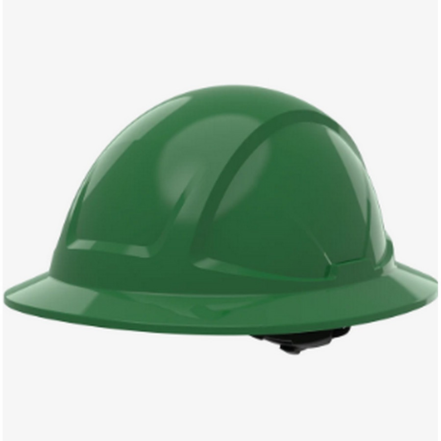 Global Glove SKHFBUS042GR Radius Unvented Standard Peak Full Brim Style Hard Hat With Six-Point Ratchet Suspension - Green