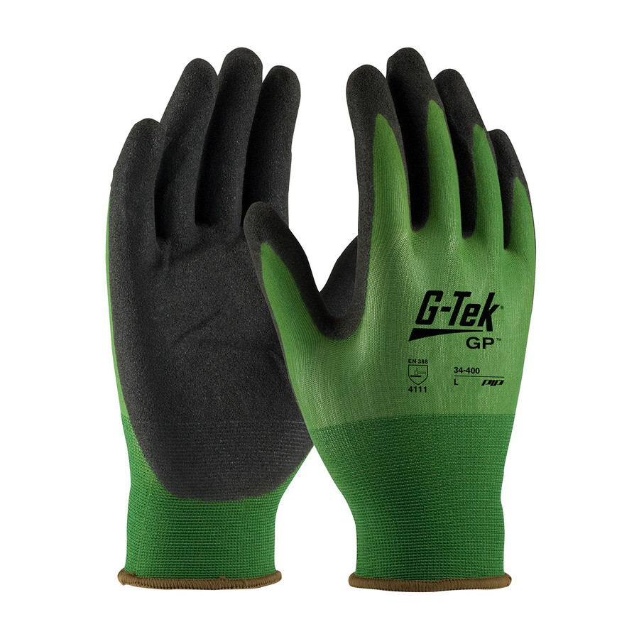 PIP 34-400 G-Tek GP Seamless Knit Nylon Glove with Nitrile Coated MicroSurface Grip on Palm & Fingers - 18 Gauge