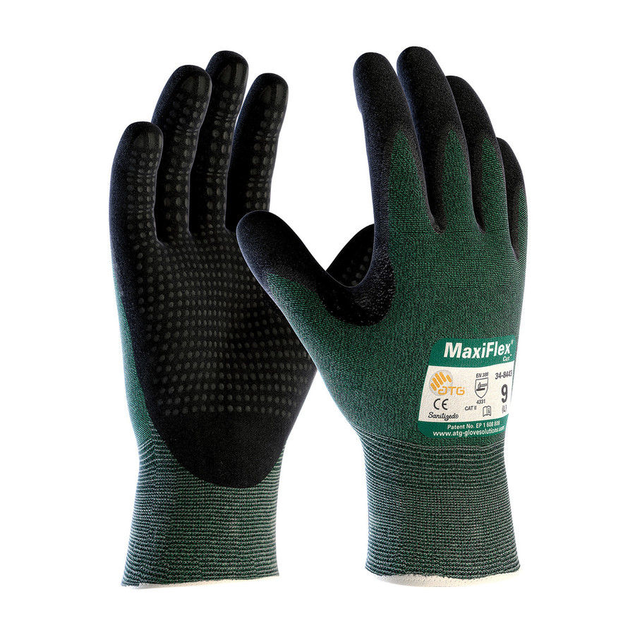 PIP 34-8443 Maxiflex Cut Seamless Knit Engineered Yarn Glove With Premium Nitrile Coated Microfoam Grip On Palm & Fingers - Micro Dot Palm, Cut Resistant Glove, A2
