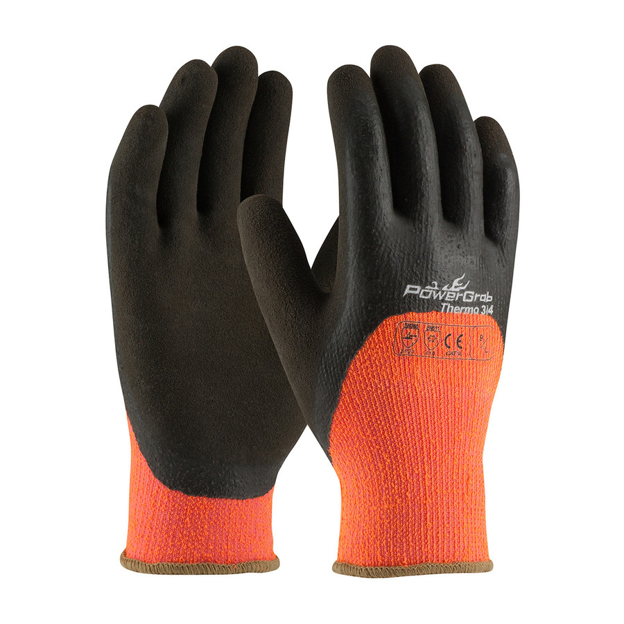 PIP 41-1475 PowerGrab Thermo 3/4 Hi-Vis Seamless Knit Acrylic Terry Glove with Latex MicroFinish Grip on Palm, Fingers & Knuckles