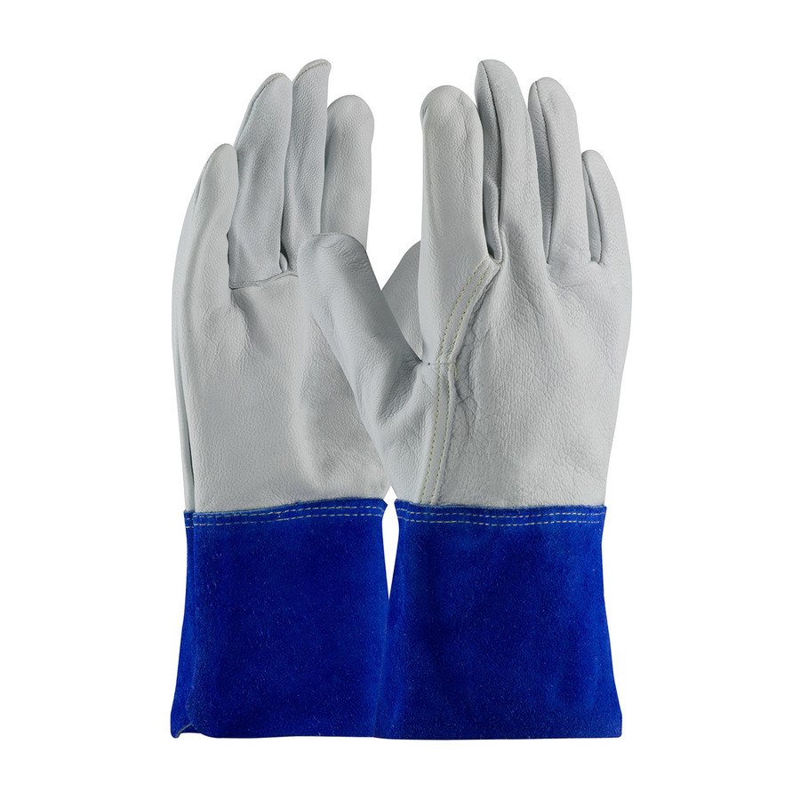 PIP 75-4854 Top Grain Goatskin Leather Mig Tig Welder's Glove with Kevlar Stitching - Leather Slip-On Cuff