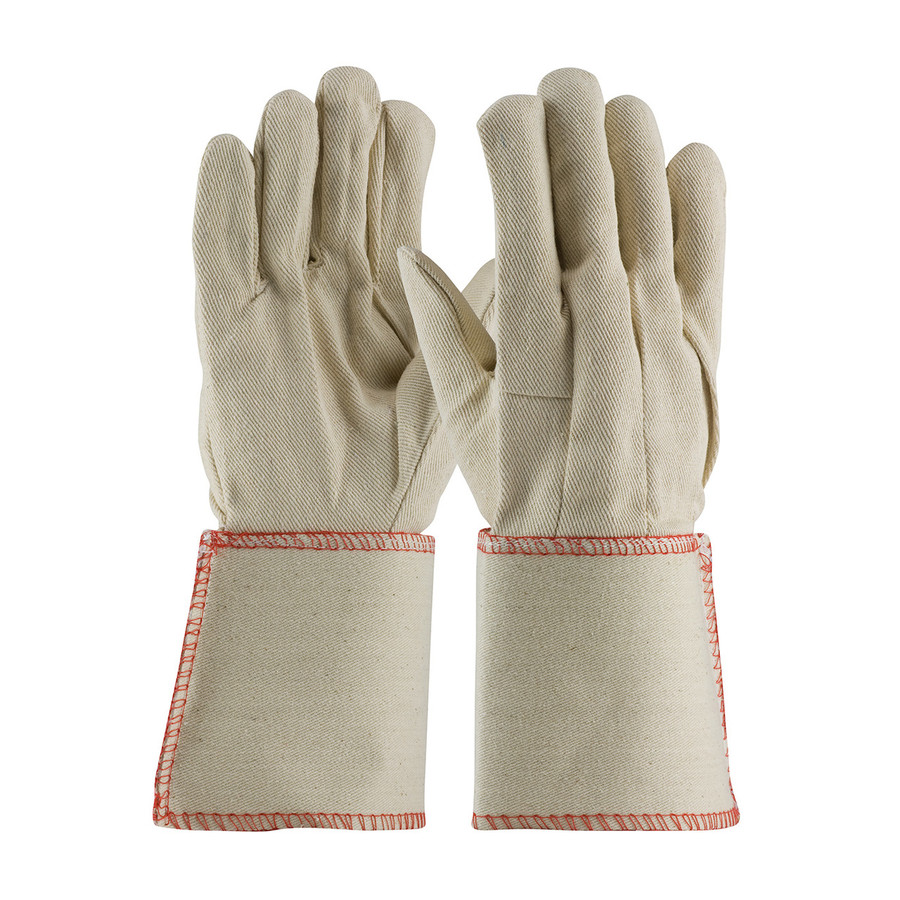 PIP 90-910GA Premium Grade Cotton Canvas Single Palm Glove - Plasticized Gauntlet Cuff
