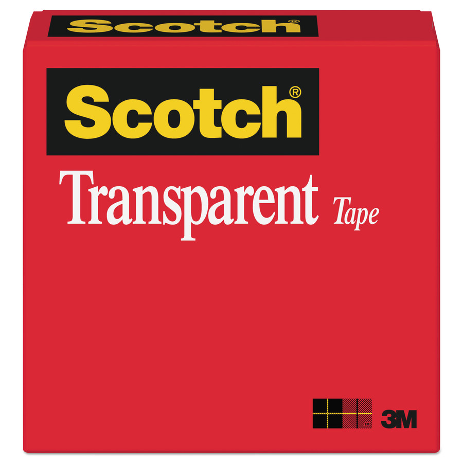 Scotch MMM600121296 Transparent Tape, 1/2" x 1296", 1" Core, Clear