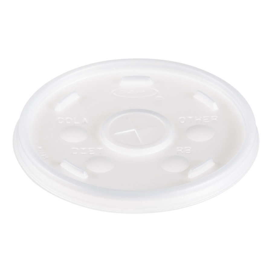 Dart DCC16SL Plastic Lids, for 16oz Hot/Cold Foam Cups, Straw-Slot Lid, White, 1000/Case