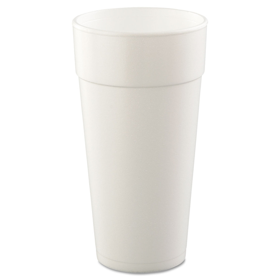 Dart DCC24J16 Drink Foam Cups, Hot/Cold, 24oz, White, 25/Bag, 20 Bags/Case