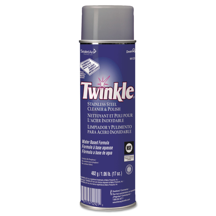 Twinkle DVO991224 Stainless Steel Cleaner & Polish, 17oz Aerosol, 12/Case