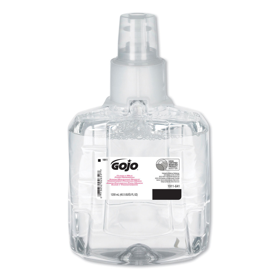 GOJO GOJ191102CT Clear & Mild Foam Handwash Refill, Fragrance-Free, 1200mL Refill, 2/Case