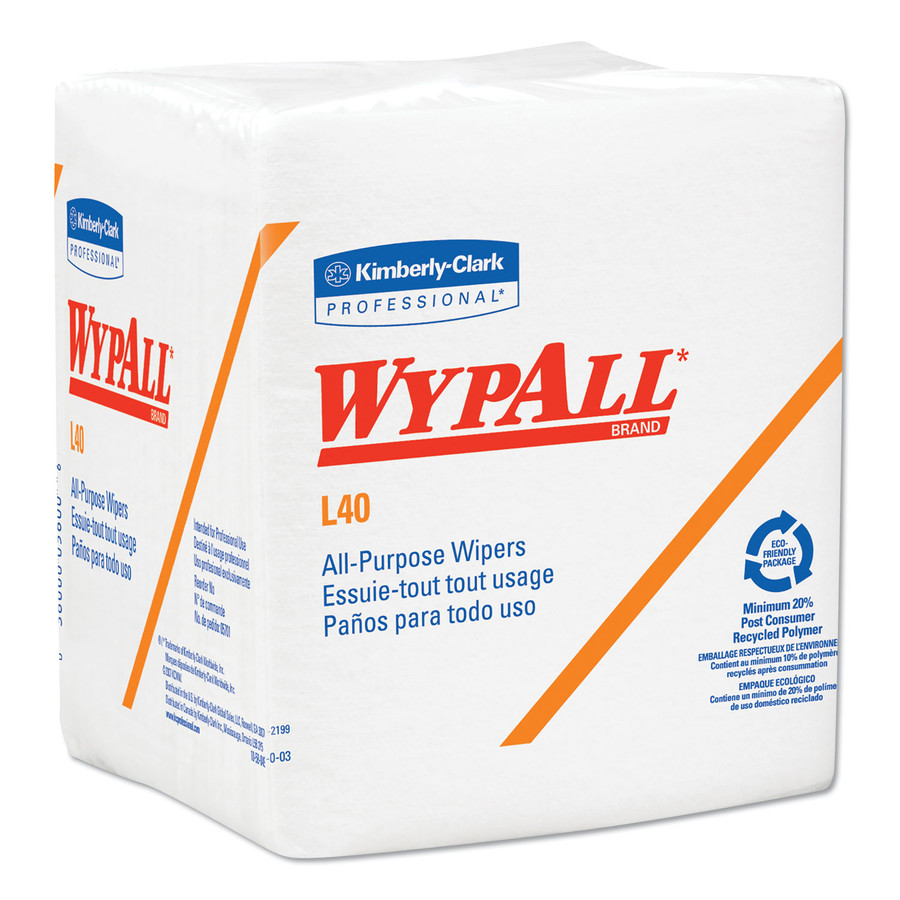 WypAll KCC05701 L40 Towels, 1/4 Fold, White, 12 1/2 x 12, 56/Box, 18 Packs/Case
