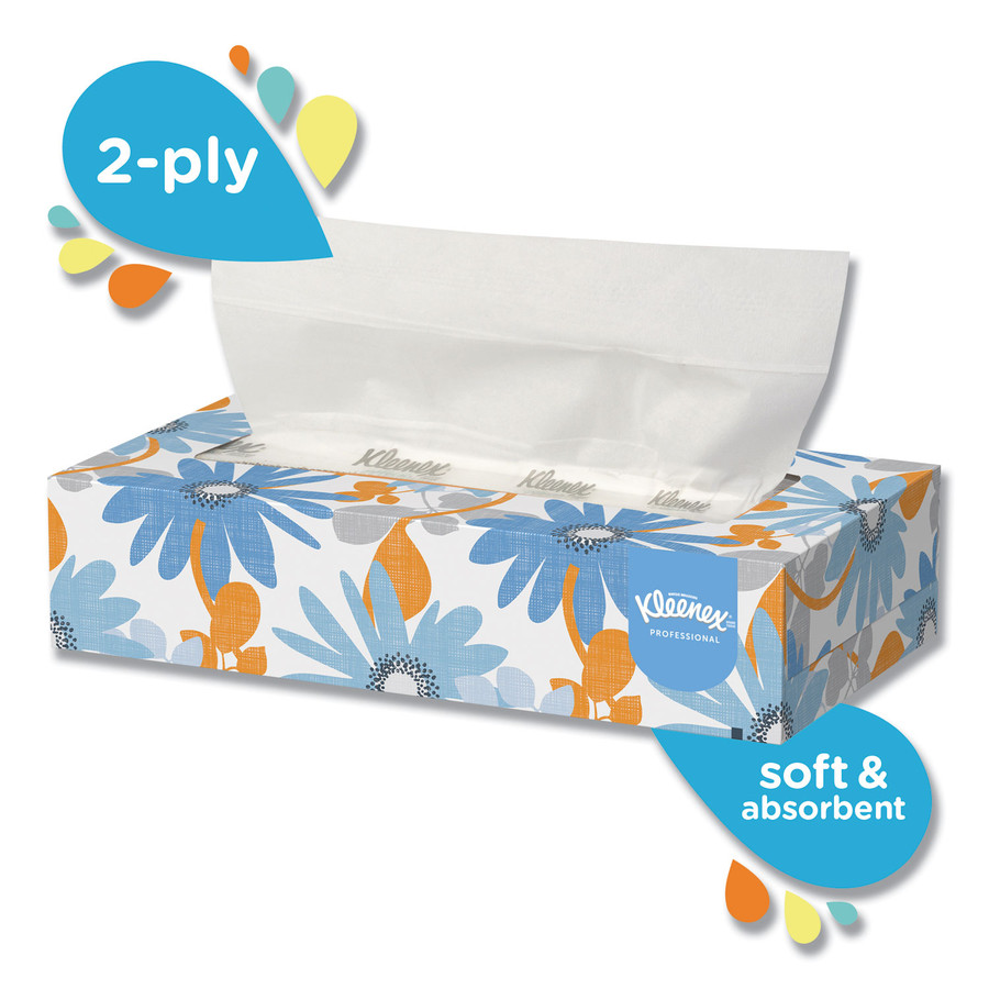 Kleenex KCC03076 White Facial Tissue, 2-Ply, 125/Box, 12/Case