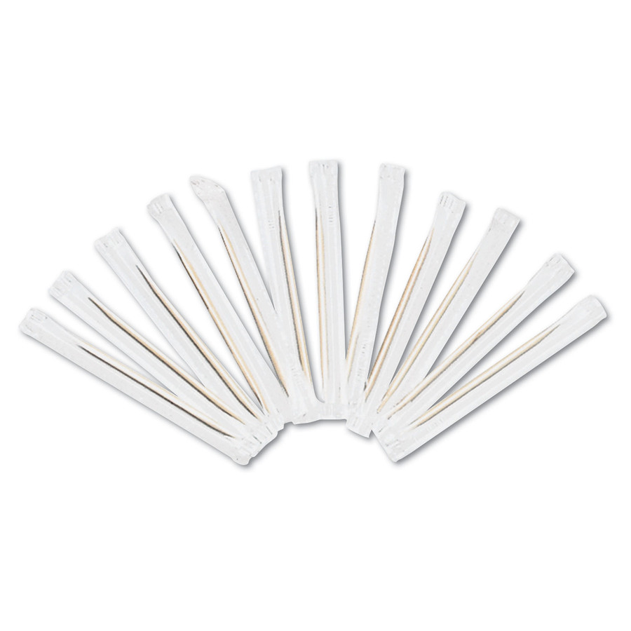 Royal RPPRIW15 Cello-Wrapped Round Wood Toothpicks, 2 1/2", Natural, 1000/Box, 15 Box/Case