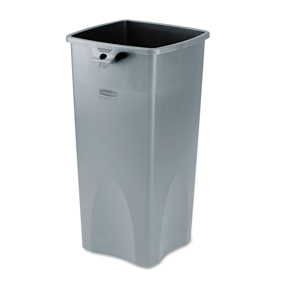 Rubbermaid Commercial RCP356988GY Untouchable Square Waste Receptacle, Plastic, 23gal, Gray