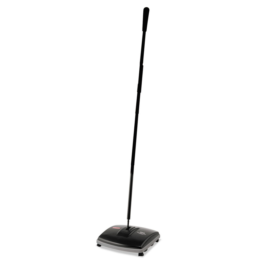 Rubbermaid Commercial RCP421288BLA Floor & Carpet Sweeper, Plastic Bristles, 44" Handle, Black/Gray
