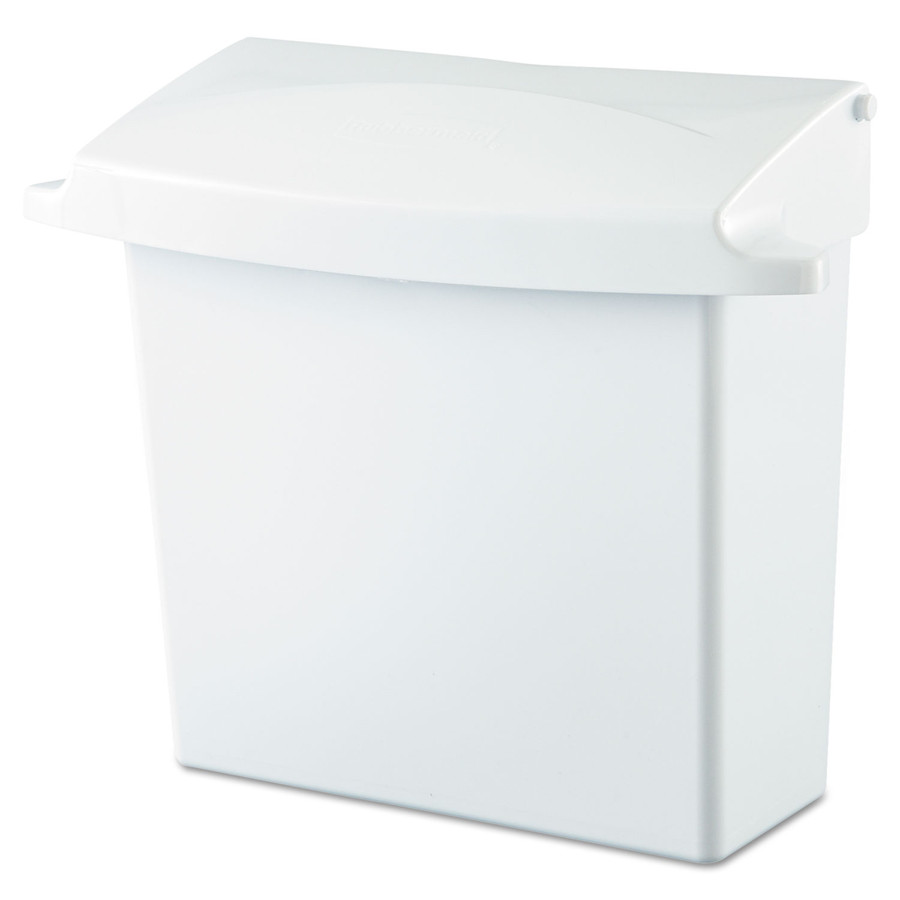 Rubbermaid Commercial RCP614000 Sanitary Napkin Receptacle with Rigid Liner, Rectangular, Plastic, White